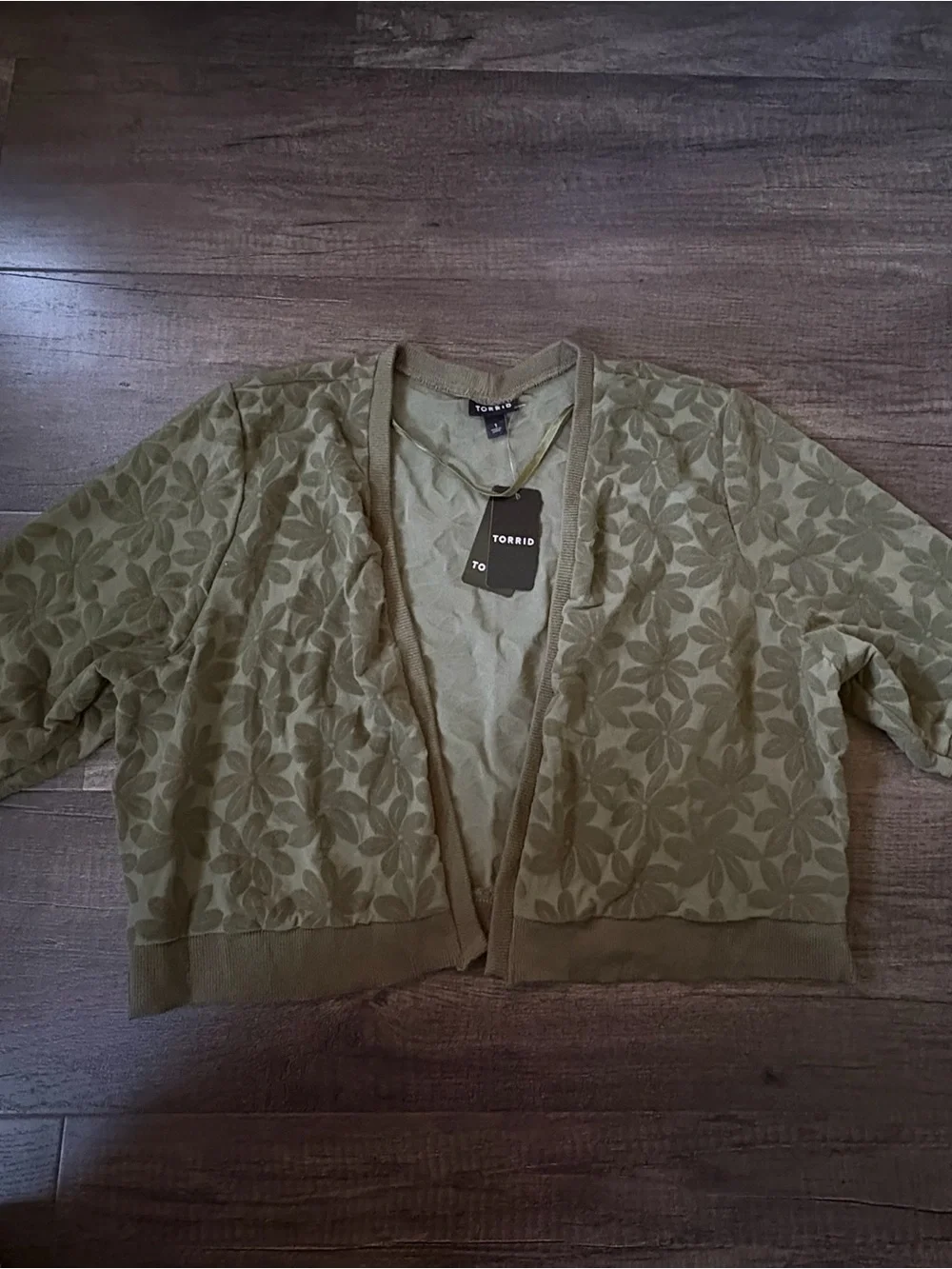 NWT Torrid Olive Green Daisy Mesh Cropped Camisole - Picture 1 of 7